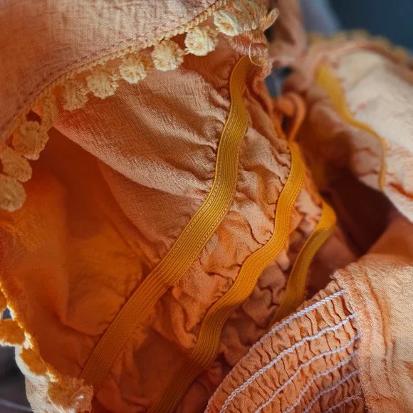 Babydoll Dress‎ Women's Size XS Orange Ruffle Strapless Y2K Style Shein Pastel - Picture 7 of 8